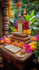 Bhagavad Gita Home Shrine Hinduism Religion Spiritual Symbol