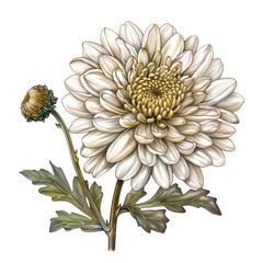 Beautiful white chrysanthemum flowers isolated on a white background