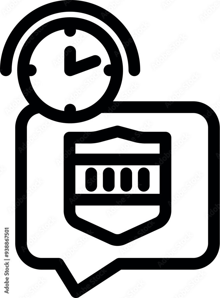 Poster clock ticking showing time limit for sending message with police badge inside speech bubble