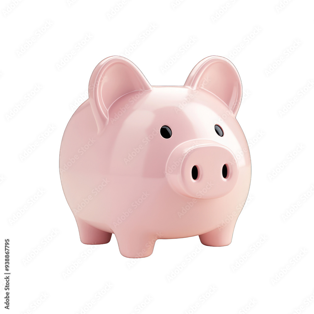 Wall mural pink piggy bank isolated on white background. perfect for savings, finance, and money management con