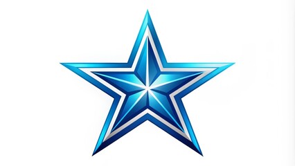 Obraz premium A stylized blue five-pointed star shape with bold lines and minimalist design, symbolizing protection, unity, and strength, isolated on a clean white background.