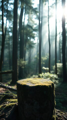 Obraz premium Moss Covered Tree Stump in a Forest