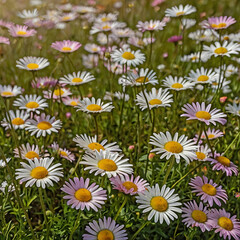 Fototapeta premium Nature beauty in colors meadow daisy blossom