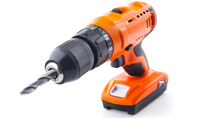 Modern cordless electric drill isolated on white
