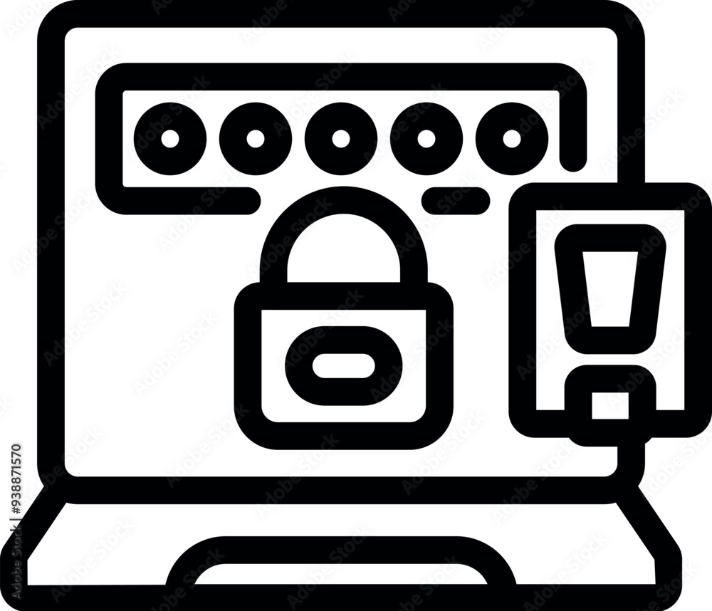 Poster simple vector showing secure login on computer using password and keycard