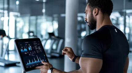 Fitness enthusiast using connected smart gear for real-time coaching, Connected fitness tech, Personalized workout guidance