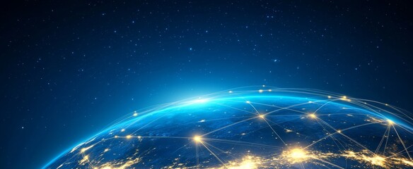 Obraz premium Abstract digital planet Earth with global network and connectivity