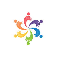 Team work concept logo design illustration