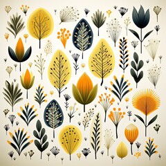 Clean and Modern Leaf Pattern in a Minimalistic Vector Illustration