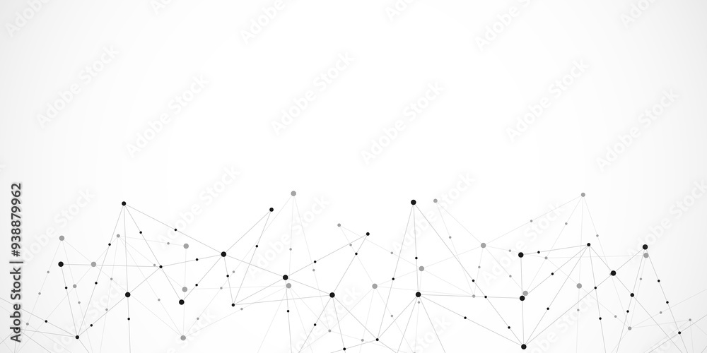 Fototapete Minimalistic design with connecting the dots and lines. Abstract geometric background of science and technology concept