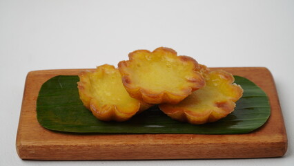 Bolu Kujo or bolu kojo is a traditional cake typical of Bangka, Indonesia isolated on a white background
