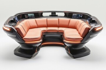 Futuristic Modern Curved Sofa with Integrated Control Panel