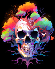 Skull and Tree symmetry layout illustration