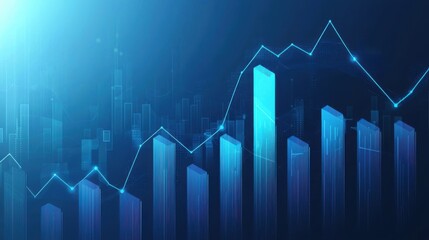 A modern financial graph showcasing growth in a digital format with blue tones, ideal for technology and finance themes.