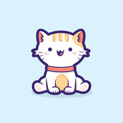 kawaii chibi cat cartoon with pink collar cartoon vector cute 