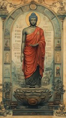 Obraz premium Tripitaka Historical Exhibit Buddhism Religion Spiritual Symbol