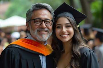 Fototapeta premium A Graduate Posing with a Favorite Professor or Advisor