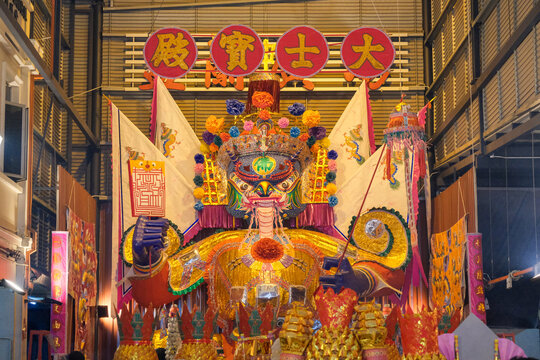 Majestic Tai Su Yah Paper Sculpture Effigy at the Hungry Ghost Festival in Bukit Mertajam, Penang, Malaysia - A Vibrant Display of Chinese Folk Religion