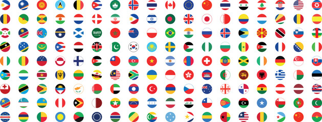 National flags in circle shape. National flags set. World flags. Flags of countries.