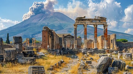 Vesuvius erupts on Pompeii.