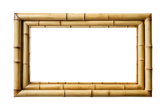 Horizontal bamboo frame casting a delicate shadow, isolated on a white background.