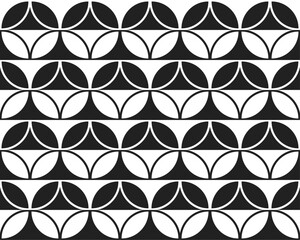 Monochrome stylish circles. Vector checkerboard pattern of circles and diamonds. Stylish black and white decor pattern.