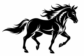 Horse silhouette vector Illustration, Horse Ridding with Black and White