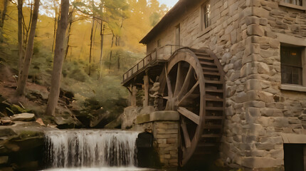 Fototapeta premium a water wheel that is next to a building