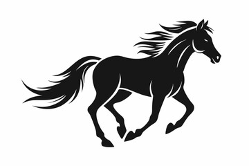 Horse silhouette vector Illustration, Horse Ridding with Black and White