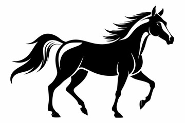 Horse silhouette vector Illustration, Horse Ridding with Black and White