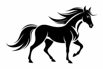 Horse silhouette vector Illustration, Horse Ridding with Black and White