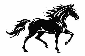 Horse silhouette vector Illustration, Horse Ridding with Black and White