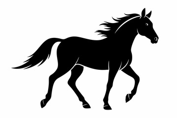 Horse silhouette vector Illustration, Horse Ridding with Black and White