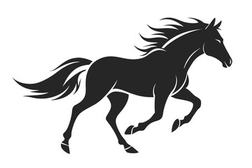 Horse silhouette vector Illustration, Horse Ridding with Black and White