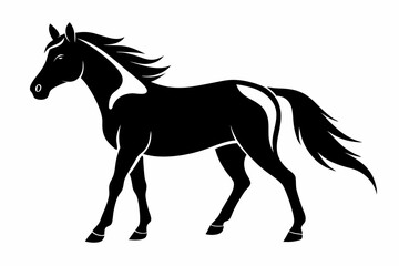 Horse silhouette vector Illustration, Horse Ridding with Black and White