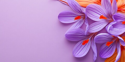 Abstract Saffron Crocus Flower: Elegant Botanical Illustration Celebrating Spring Nature and Cultural Diversity. Minimalist Floral Design with Stylish Gradient Texture for Graphic Art. AI-Generated Ar