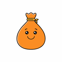 Cute Cartoon Style Happy Money Bag Mascot With Cute Eyes And Expressive Mouth