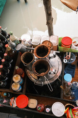 food stands in floating market pattaya Thailand 