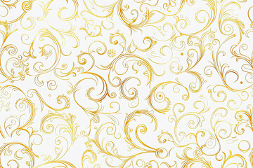 Obraz premium An elegant seamless pattern with golden flourishes on a white background, perfect for luxurious holiday decorations and refined seasonal projects.