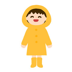 レインコートを着た子供のイラスト