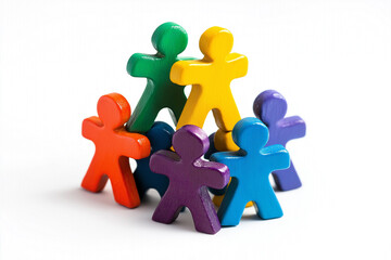 Obraz premium Teamwork togetherness collaboration business, the object is colorful wood 