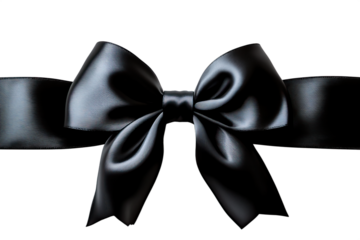 Elegant black satin ribbon bow for gift decoration.