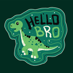 little Dino funny dinosaur head drawing as vector for textile print tshirt	