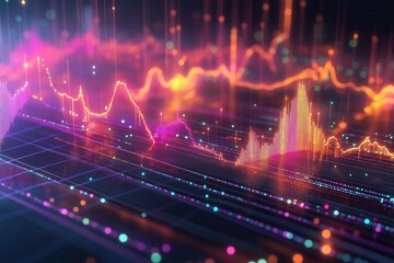 Futuristic Data Visualization with Glowing Analytics and Graphs