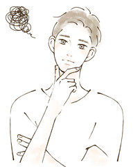 ストレス　人間関係に悩む男性のイラスト
