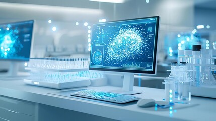 Naklejka premium A high-tech virology lab where researchers use CRISPR technology to investigate the genetic mutations of Monkeypox Clade 1b