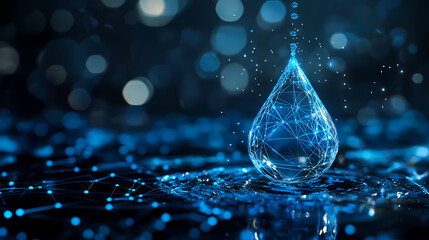 Digital water drop, a symbol of future technology
