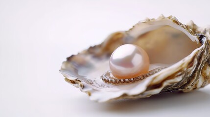 The bright and beautiful pearl in the shell, AI generated.