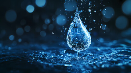 Digital water drop, a symbol of future technology