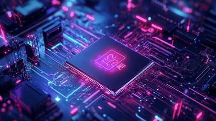"Vector icon of an artificial intelligence (AI) processor chip. This symbol represents advanced technology and AI integration, ideal for graphic design, logos, websites, social media, mobile apps,